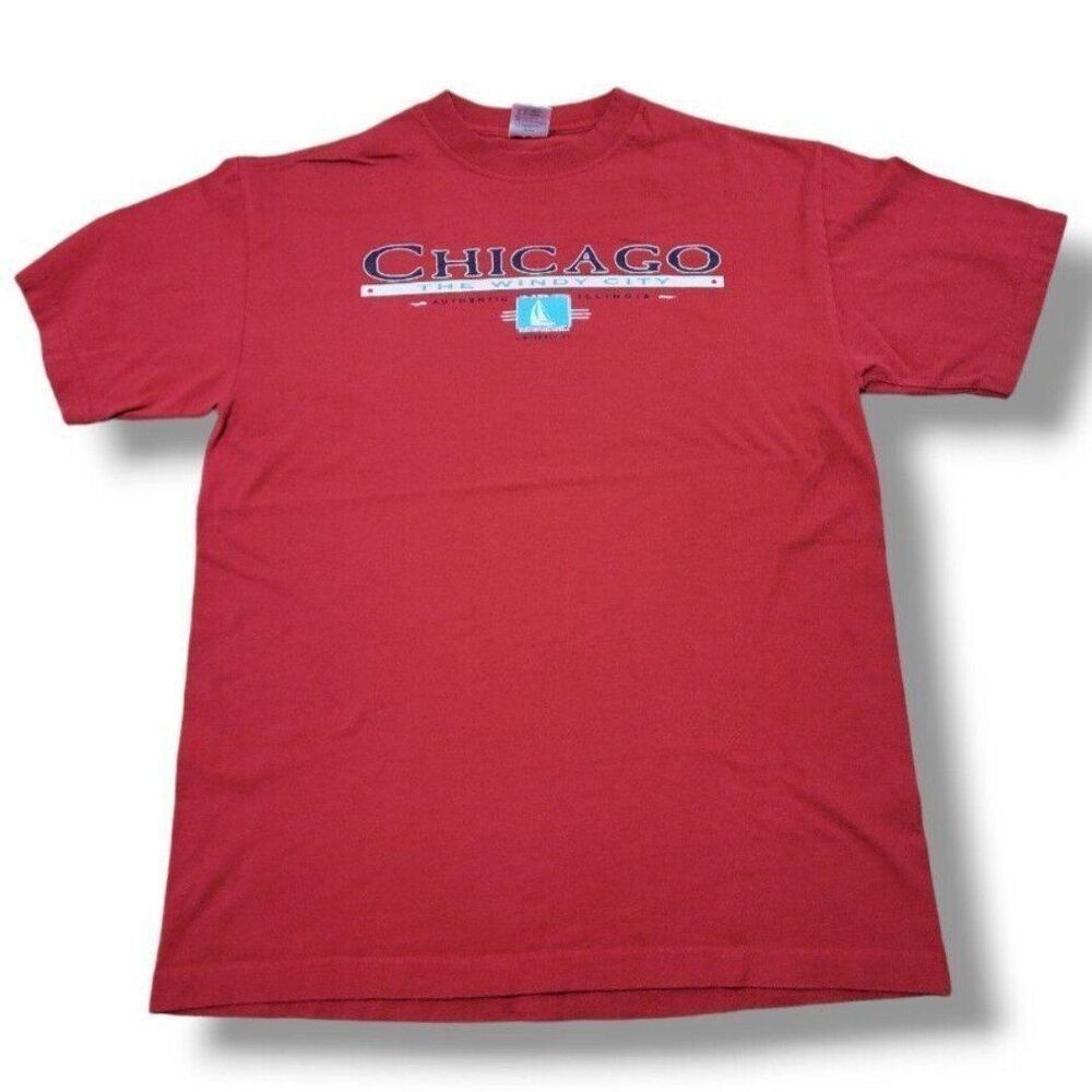 Vintage Perrin Shirt Size Medium Y2K Chicago The Windy City Illinois Graphic Tee